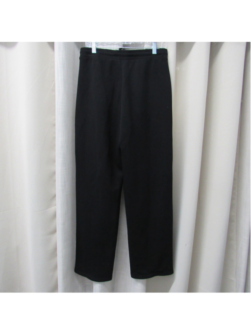 Christian Siriano NY Black Wide Leg Crease Pants L Drawstring Cozy Lounge Career